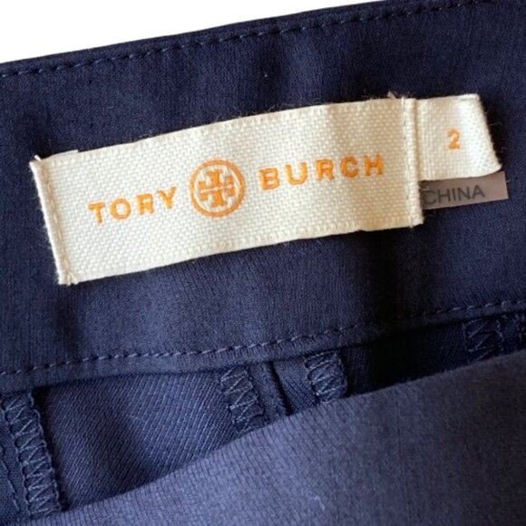 Tory Burch Callie Skinny Ankle Pants Side Zip Women's 2 Navy Blue - Picture 6 of 8